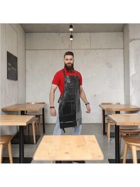 Black Waterproof Work Apron with Pockets